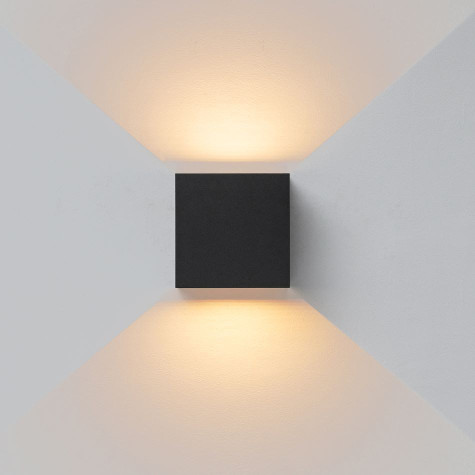 Wandlamp IP54 2x6w 2x550lm 2700k Zwart