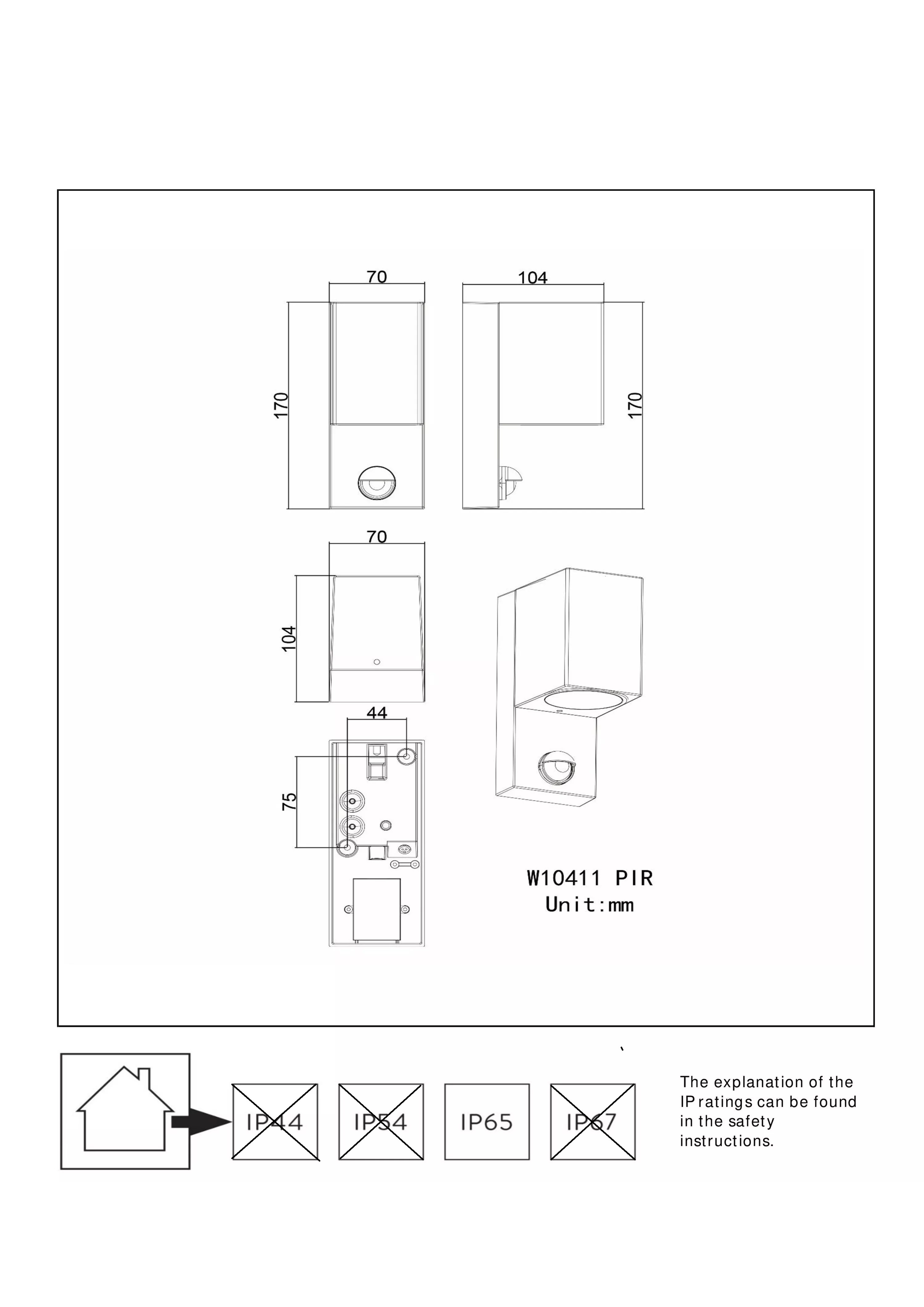 69802/01/30 ZARO IR Wandlamp GU10 IP65 sensor