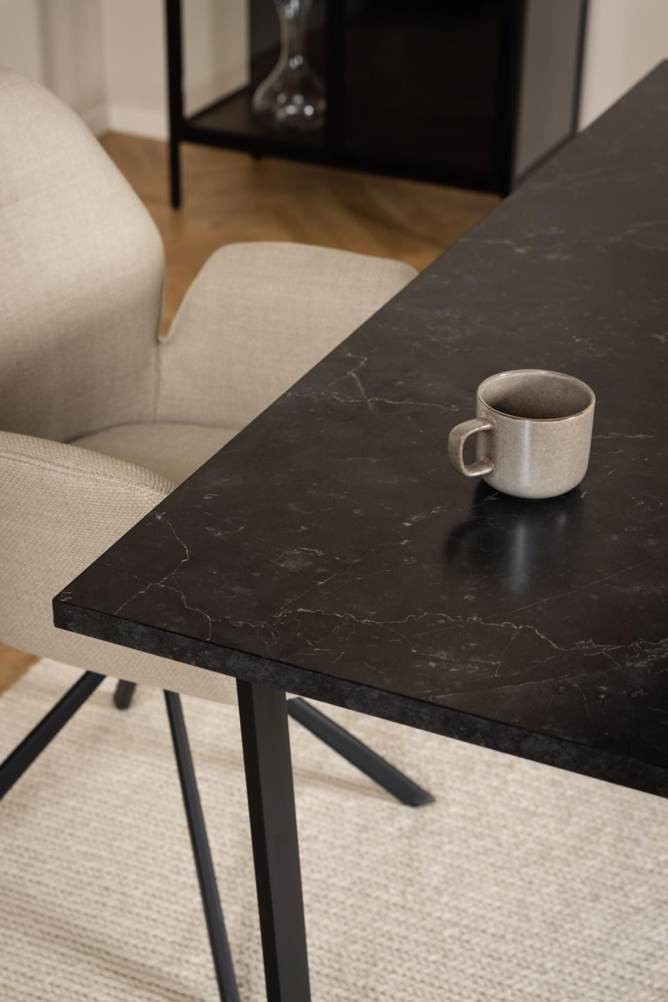 Tafel Amble 160x90 cm zwart met marmerprint