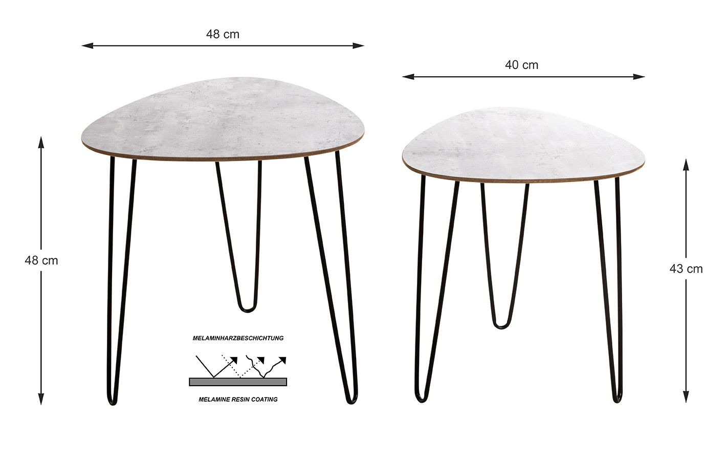 Bijzettafel Messina zwart - beton