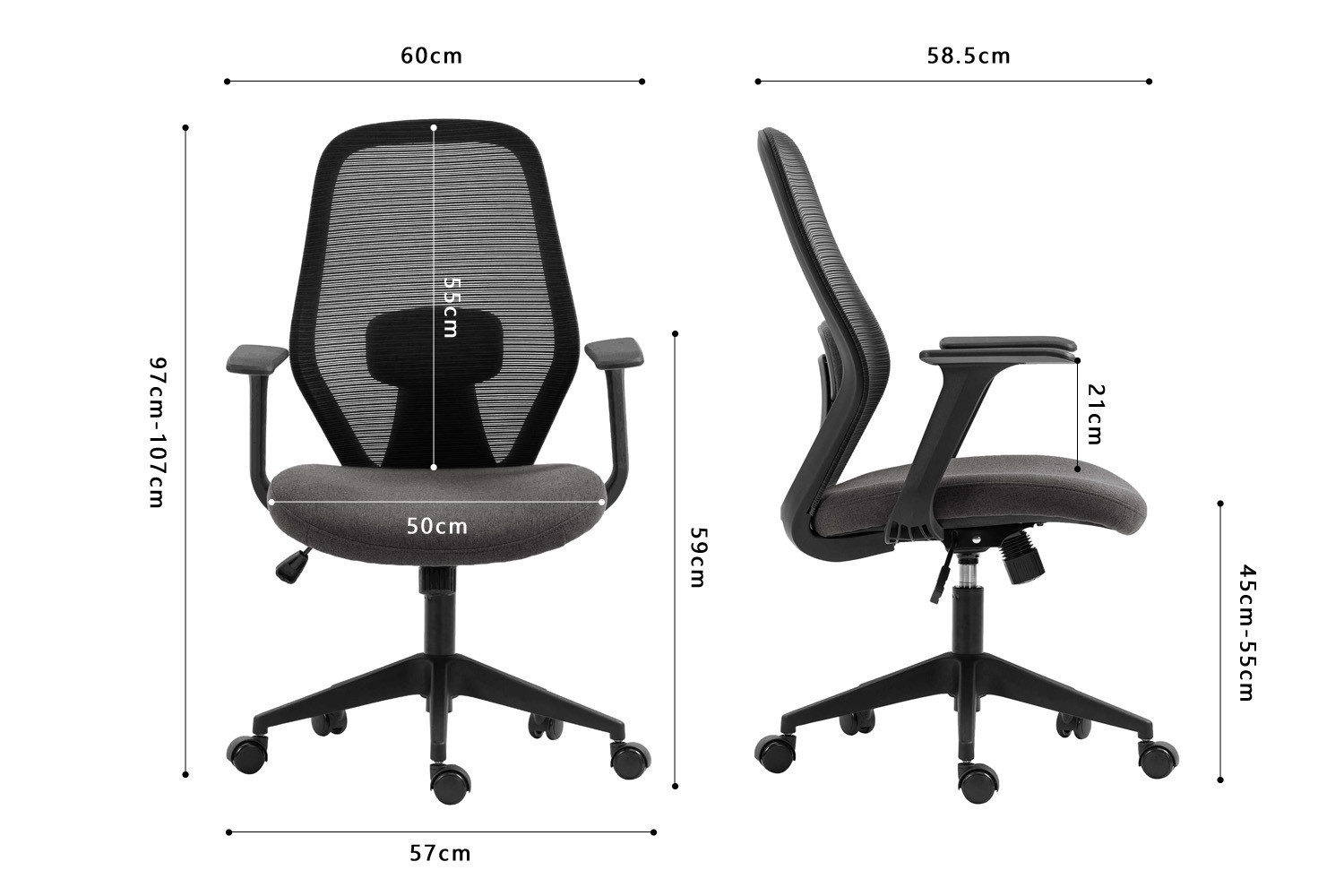 Bureelstoel Claude zwart/grijs