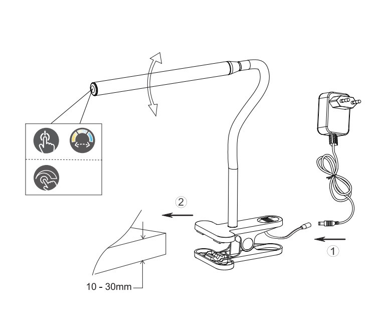 NEVADA R57941132 Klemlamp 5w 600lm CCT Dim zwart