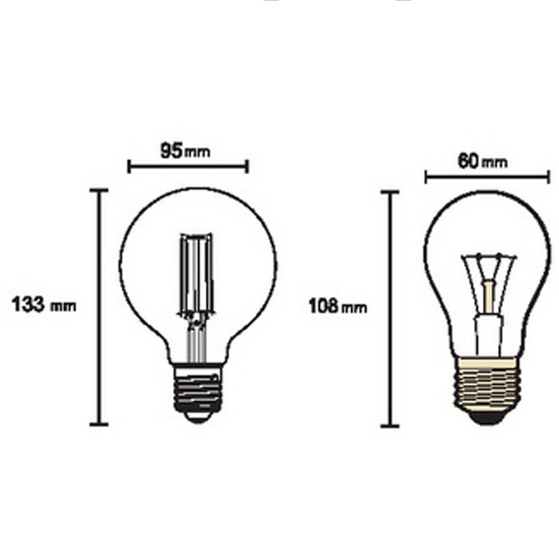 LED GLOBE 95 6,5w 650lm 2200k