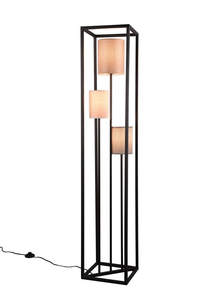 403100317 ROSS Vloerlamp 3xE27 zwart+textiel