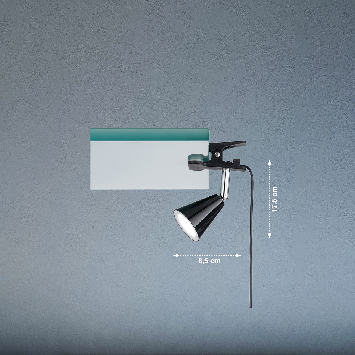 Klemspot 4w 450lm 3000k zwart