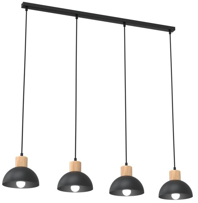Balkpendel 4xE27 zwart hout