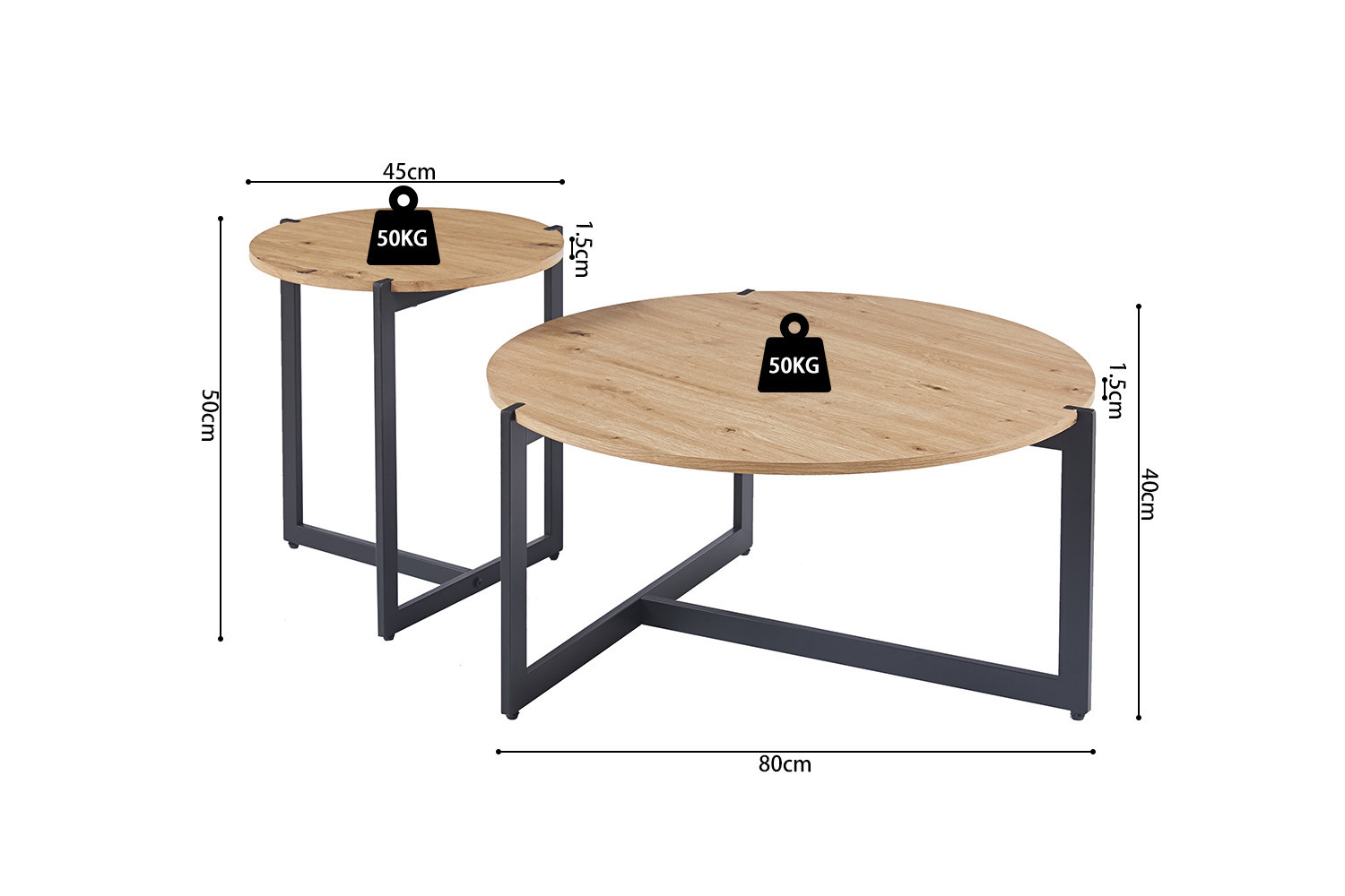 Set van 2 salontafels Pola