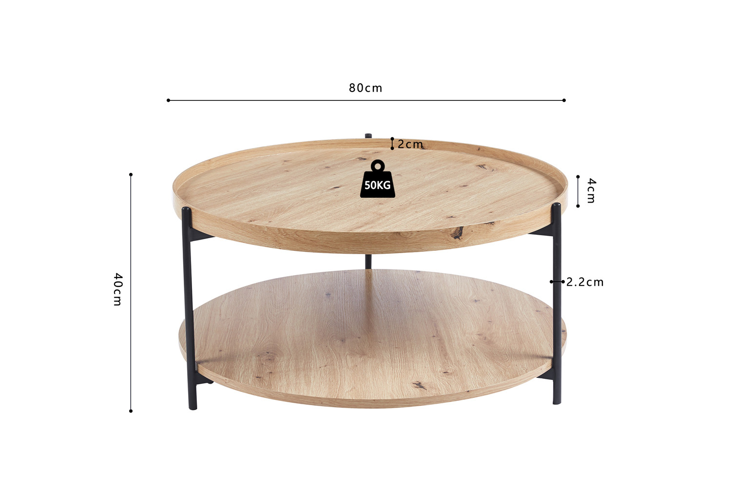 Salontafel Dalina 80 decor oude eik