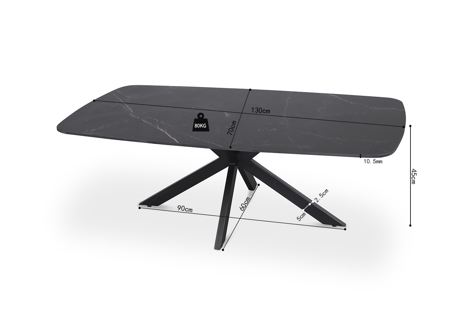 Salontafel Apollo 130 zwart