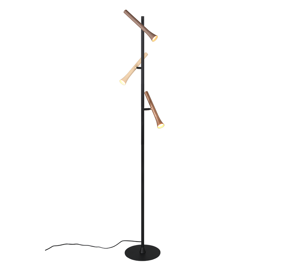 452010317 FIATO Vloerlamp 3x3w 400lm CCT Zwart Camelkleuren