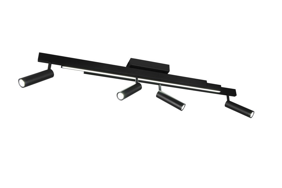 648310532 ZENO Spotbalk 4x5,5w 600lm 12w 1500lm Zwart RemCon