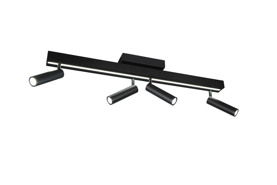 648310532 ZENO Spotbalk 4x5,5w 600lm 12w 1500lm Zwart RemCon