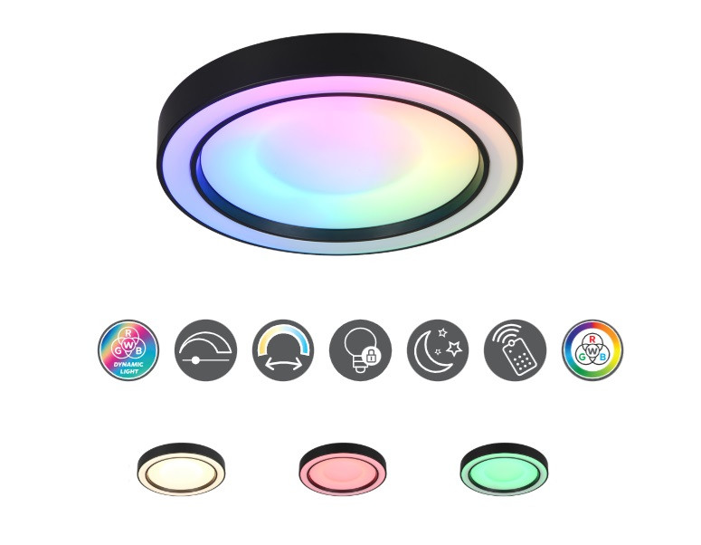 R65091432 ARCO Plafondlamp 22w 2500lm CCT+RGB zwart