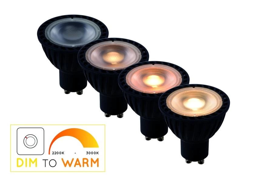 49009/05/30 Led Spot GU10 5w 2200>3000k Dim To Warm Zwart