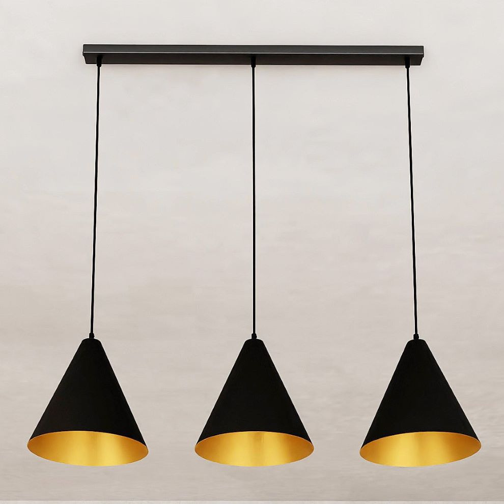 Hanglamp 3xE27 zwart/goud
