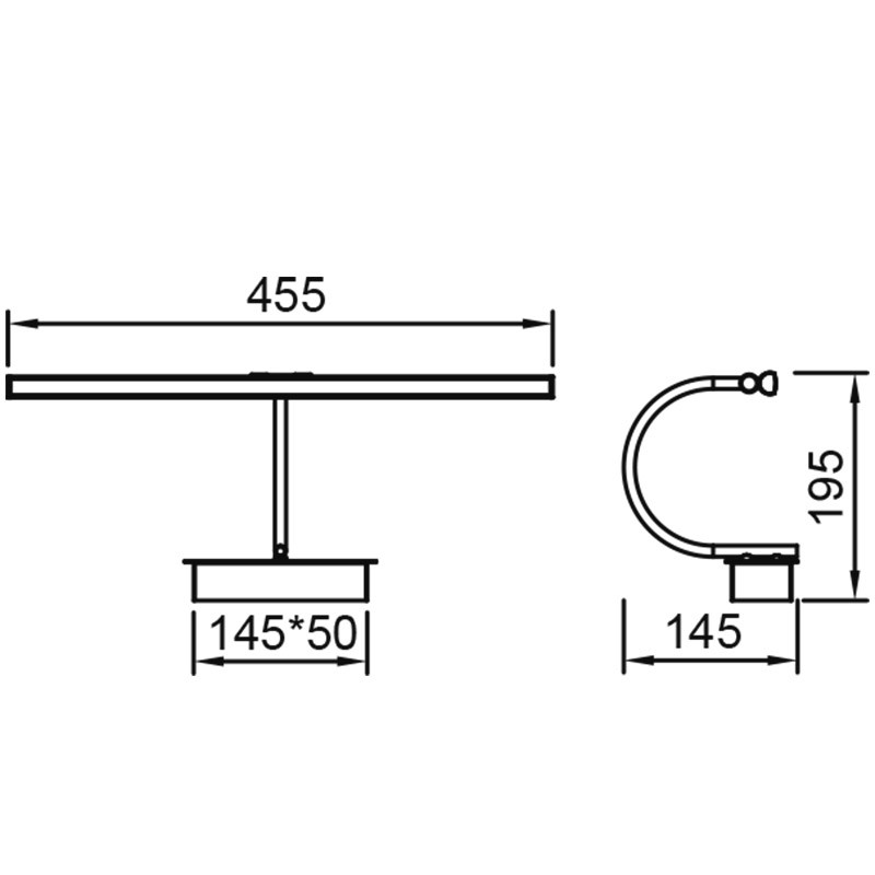 Spiegellamp 8w 619lm 3000k zwart