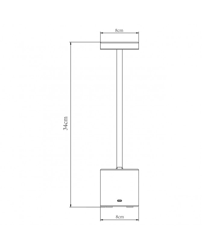 Accu/Oplaadbare Tafellamp 3w 300lm 3000k messing