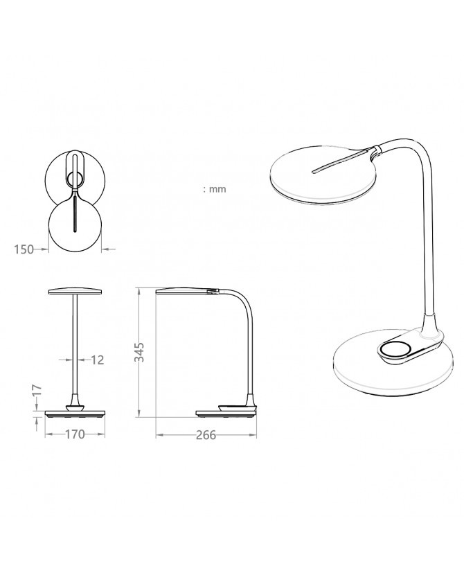 Bureaulamp 9w 530lm CCT Dim Zwart