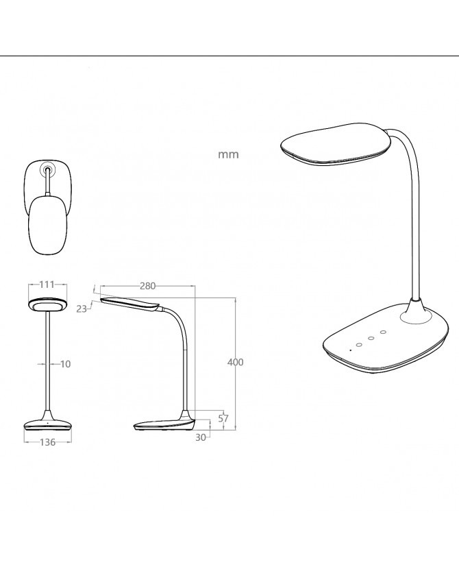 Bureaulamp 10w 480lm CCT Dim Wit