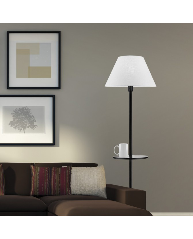 Vloerlamp E27 zwart met tafel (zonder kap)