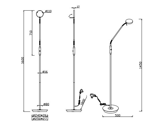 423310107 MONZA Leeslamp 12w 1400lm CCT Dim nikkelmat