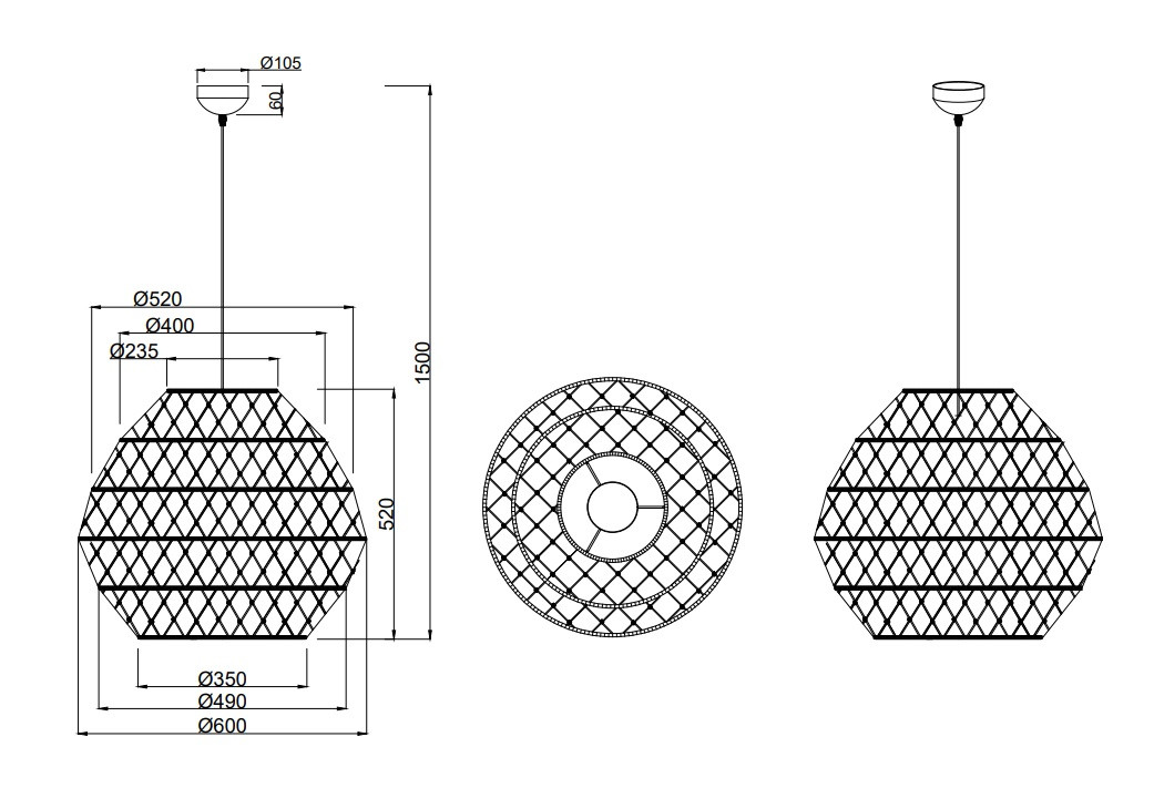 R31681036 HIVE Hanglamp E27 60cm Zwart Natuur