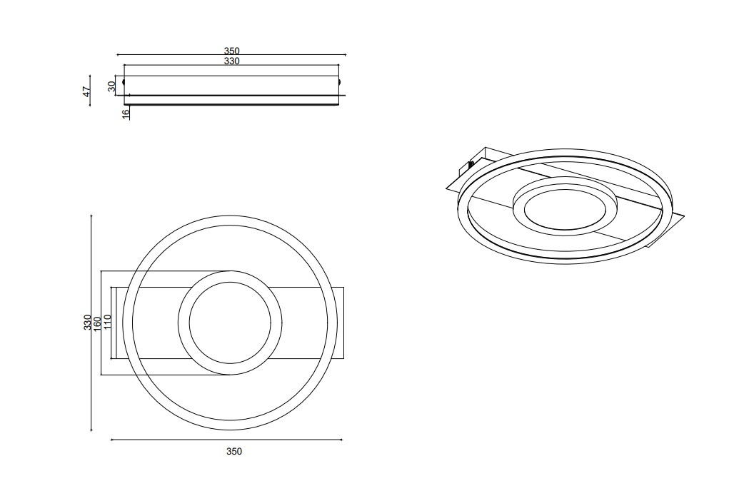 R64801132 WHEELER Plafondlamp 16w 2000lm 3000k zwart