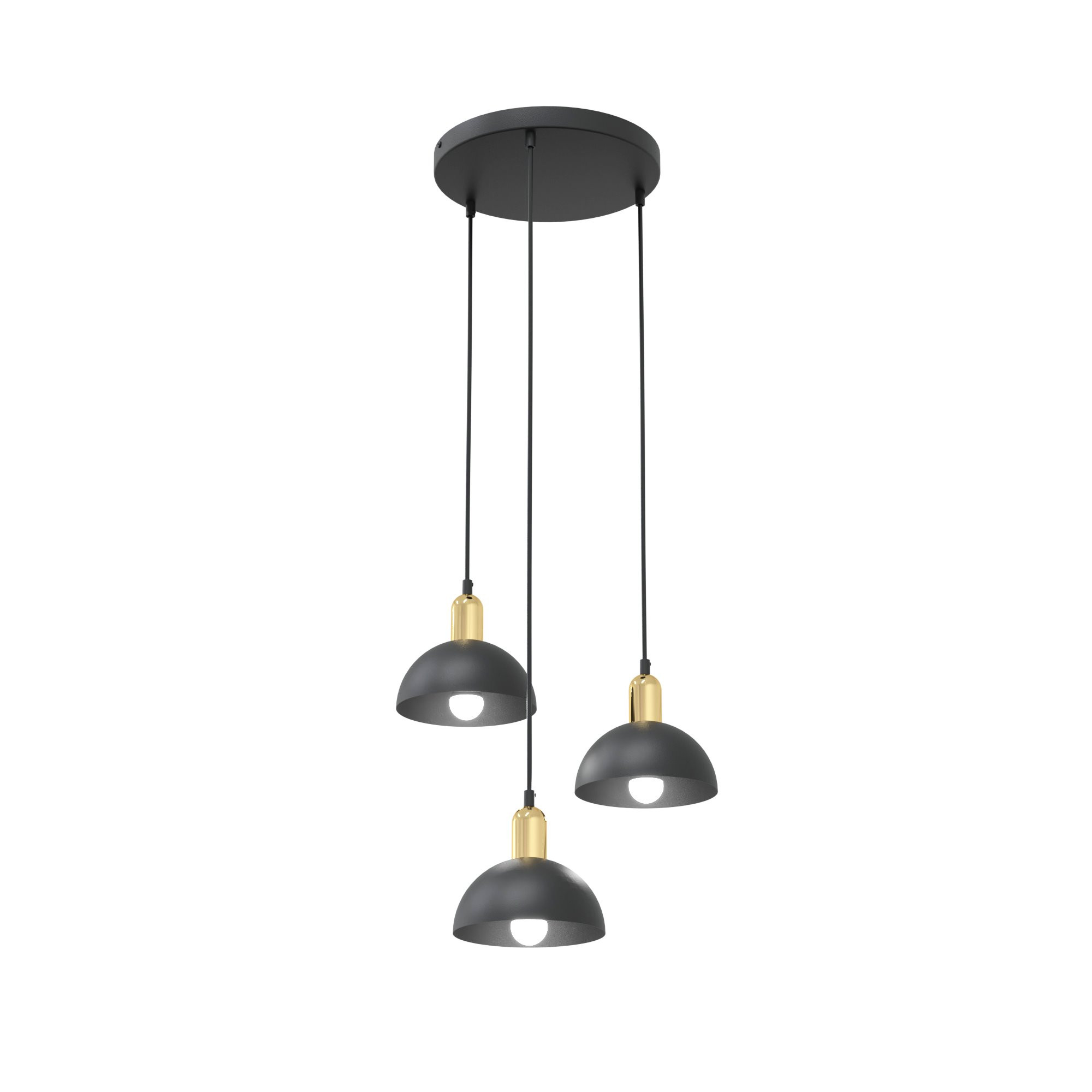 Hanglamp 3xE27 zwart messing
