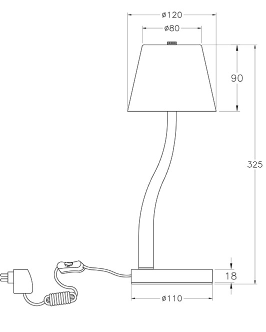 Tafellamp 9w 750lm TouchDim Warm Zwart Opaal