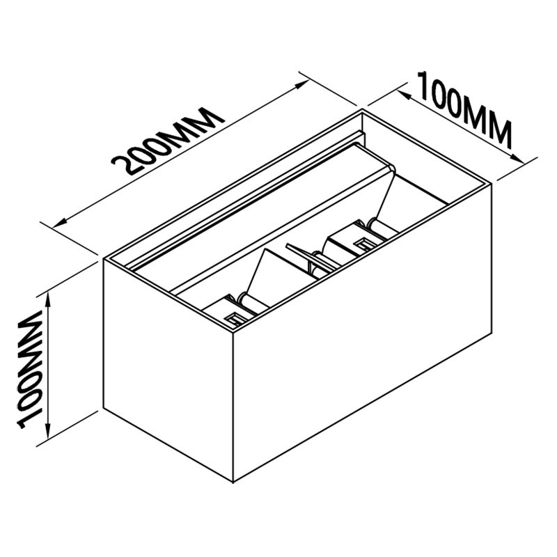 Wandlicht 22w 4x550lm Warm Zwart