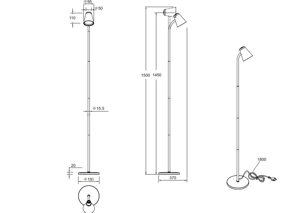 R45831102 PONGO Leeslamp 4,5w 500lm 3000k zwart