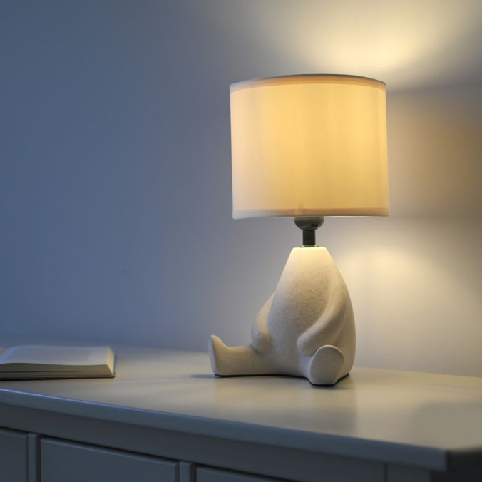 Tafellamp E27 'zittende man' beige