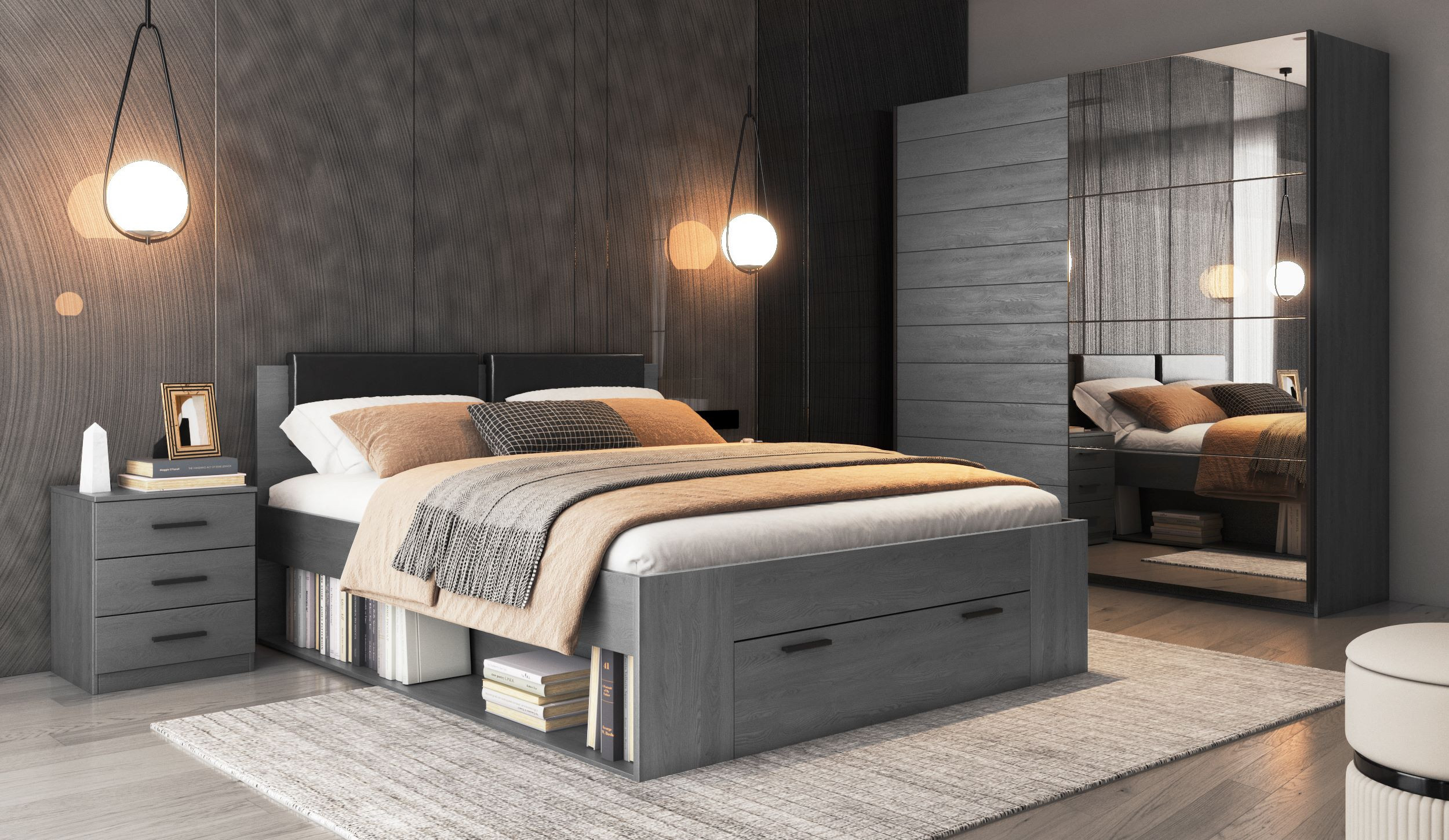 Bed Guillermo 160x200 carbon