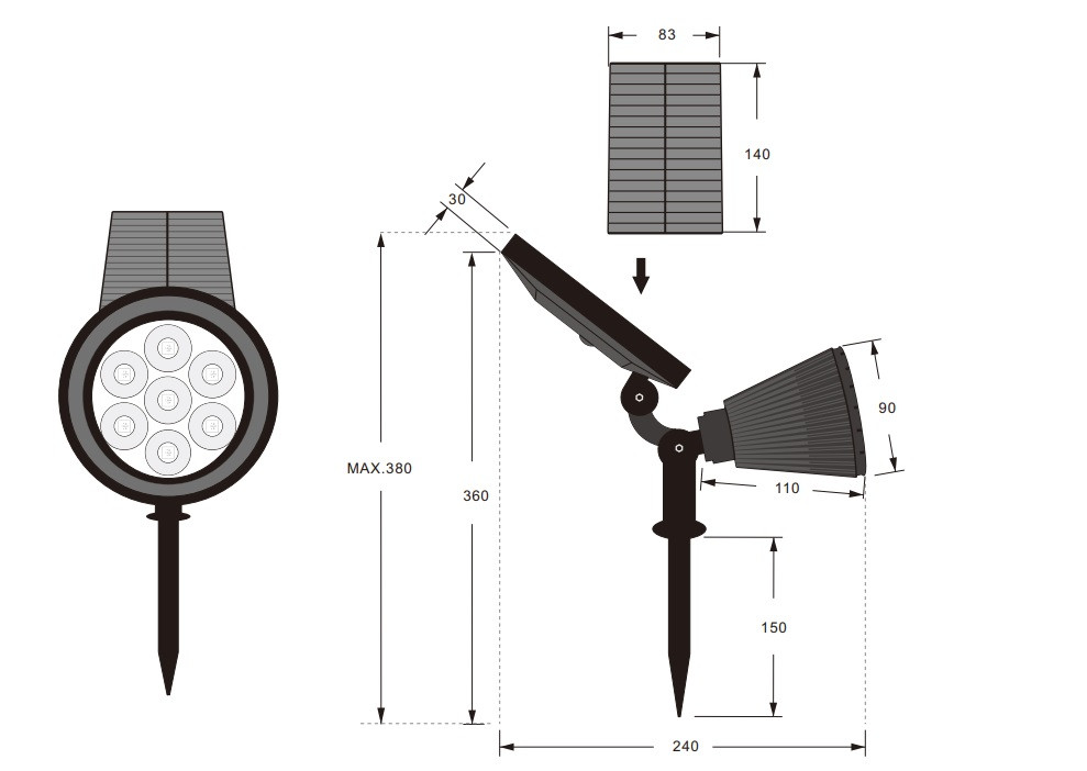 R84756232 FESTIVAL Solar Tuinspot 1w 35lm RGBW