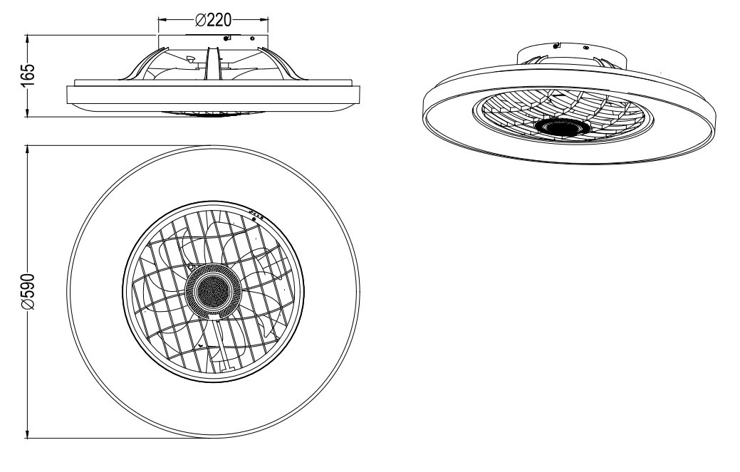LINKöPING R64462102 Plafondventilator 45w 5600lm RGB+W Zwart