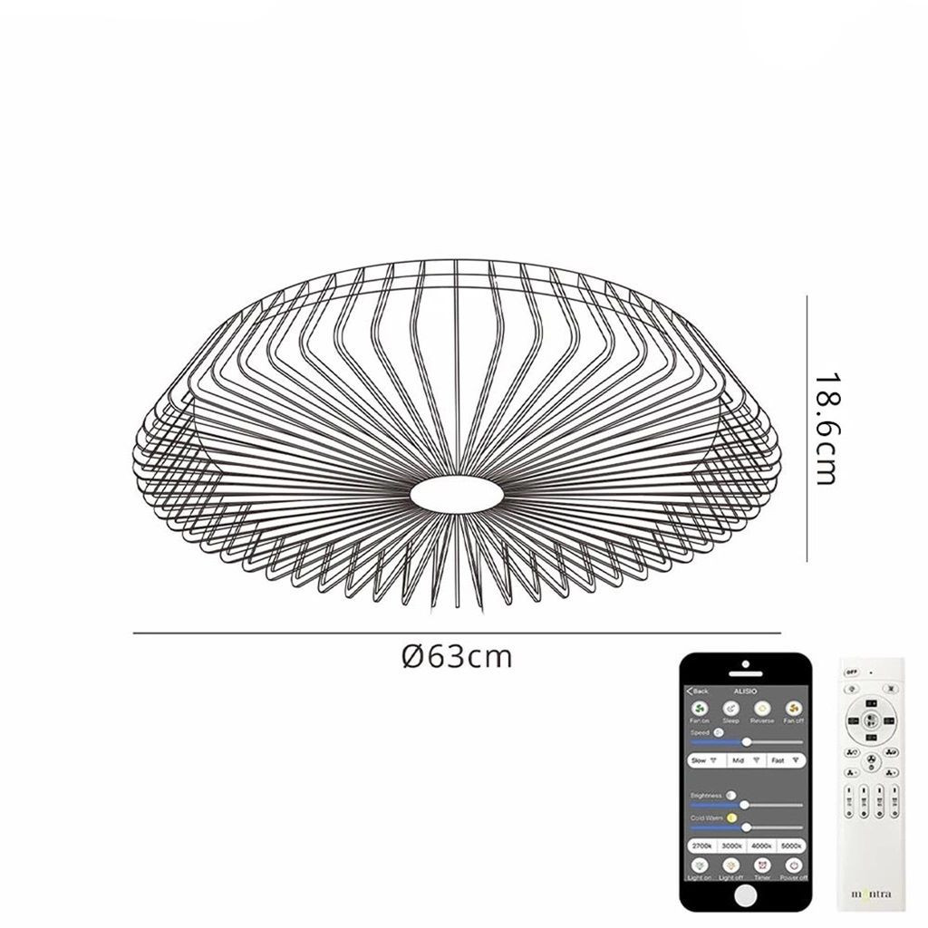 Plafondventilator 70w 4900lm CCT RemCon zwart