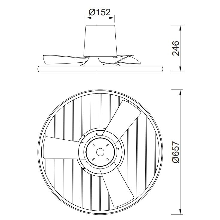 Plafondventilator 45w 4950lm CCT zwart
