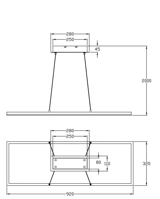 Hanglamp RH 52w 4680lm Warmwit MatGoud