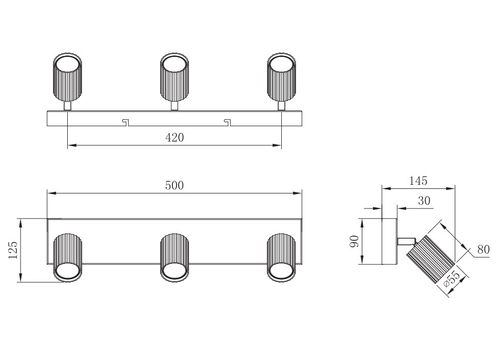 867700332 SOKA Spot 3xGU10 zwart