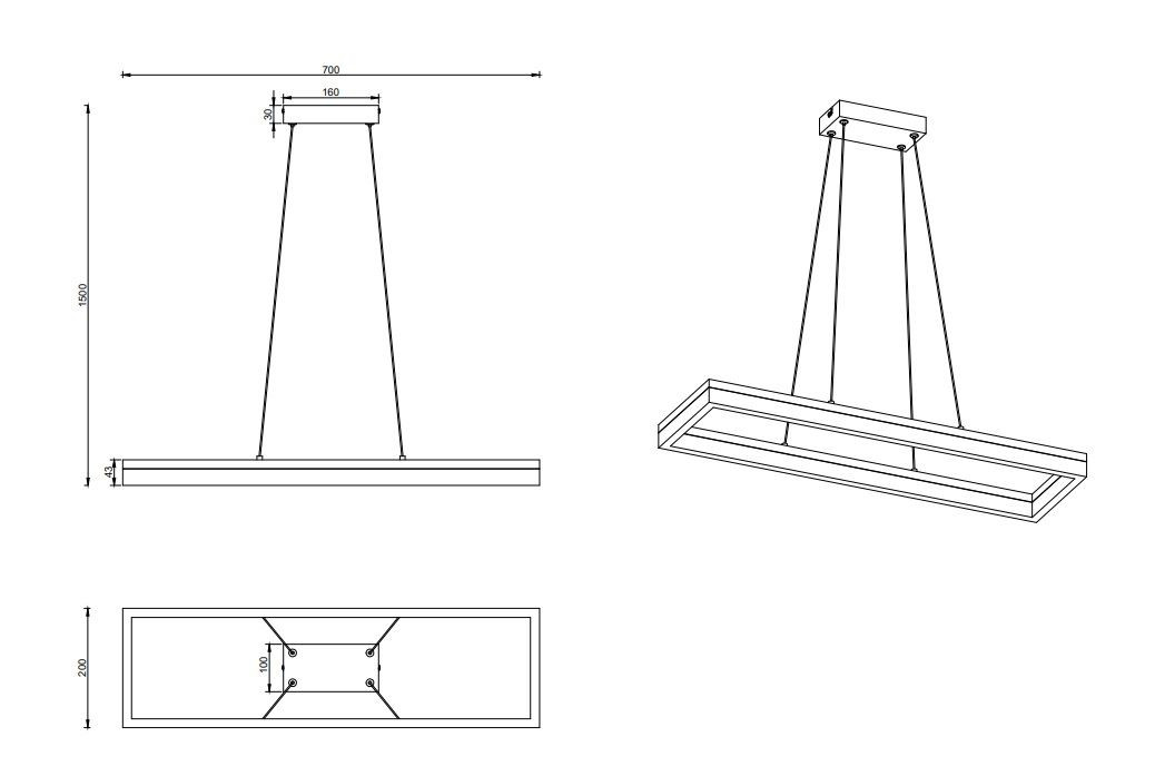R35771132 CAMINO Hanglamp 27w 3400lm 3000k zwart