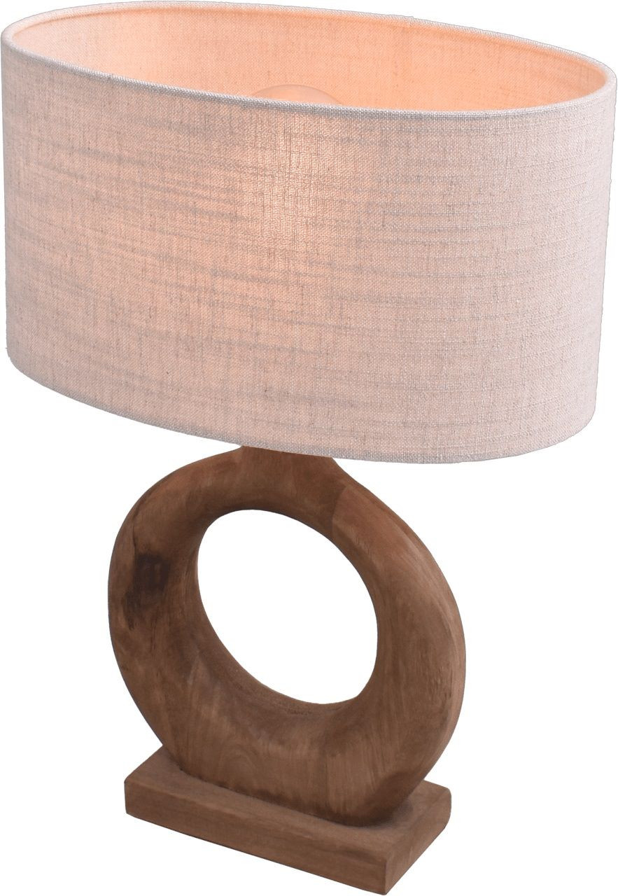 Tafellamp E27 hout+kap
