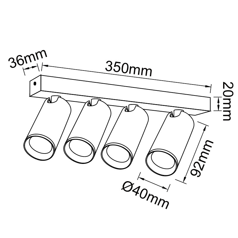 Spot 4xminiGU10 Zwart