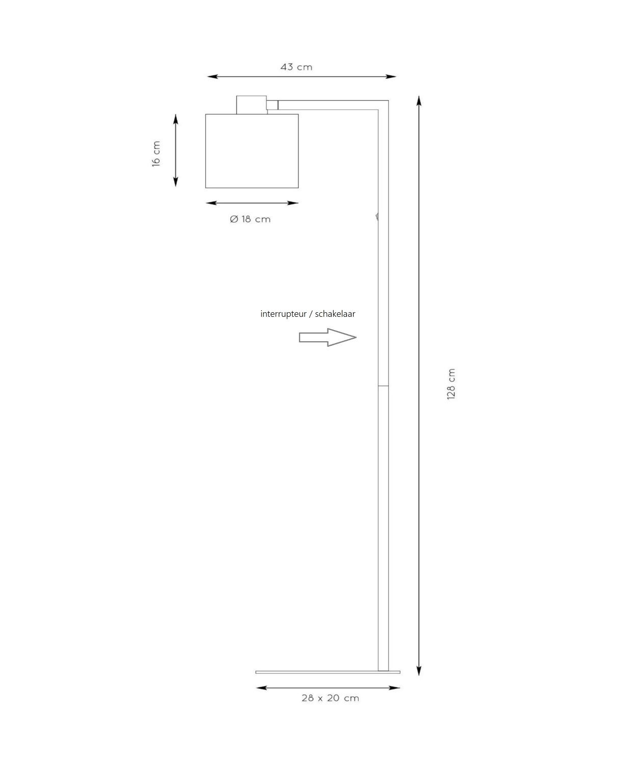 03750/81/30 LESLEY Vloerlamp E27 zwart + kap