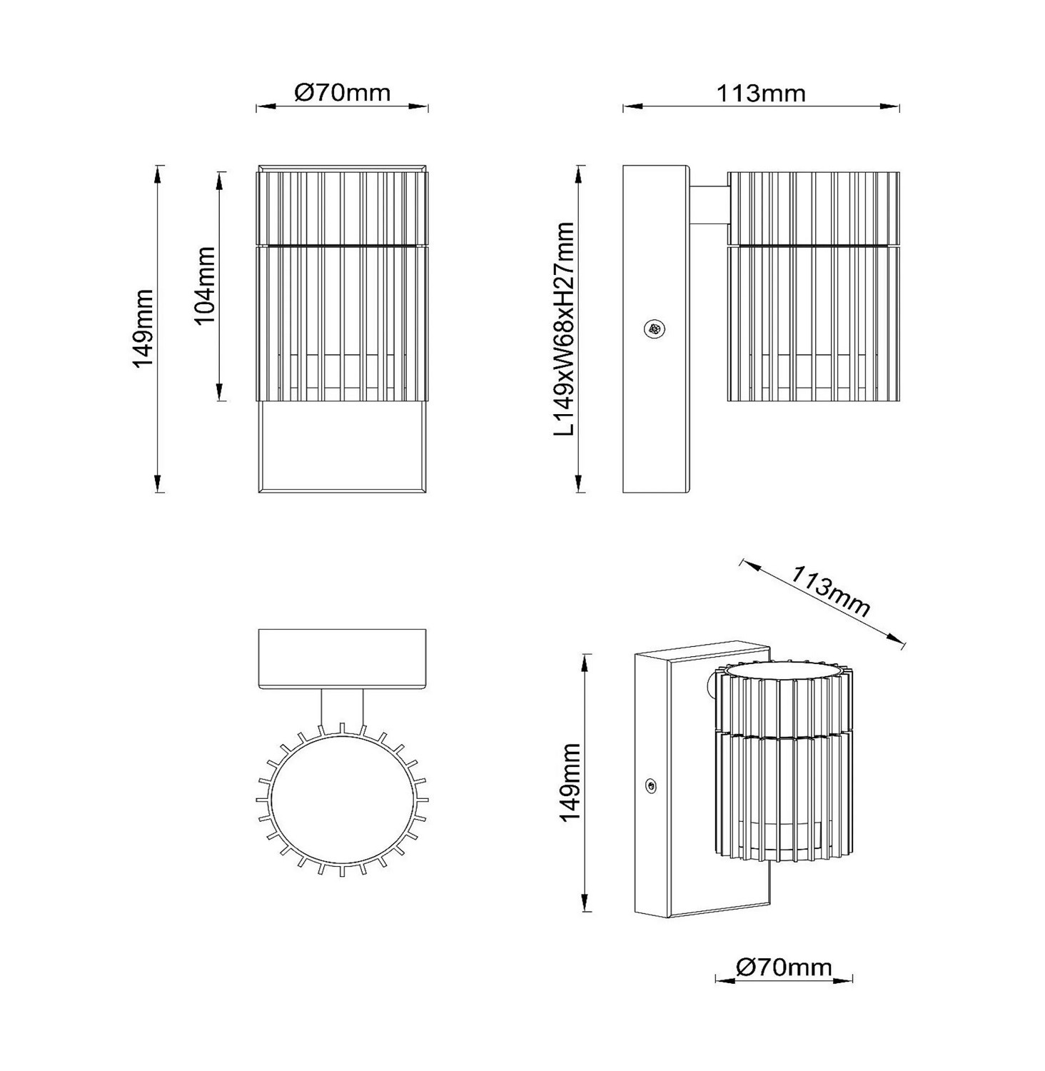 11840/01/30 TIMBALA Wandlamp GU10 IP44 Zwart