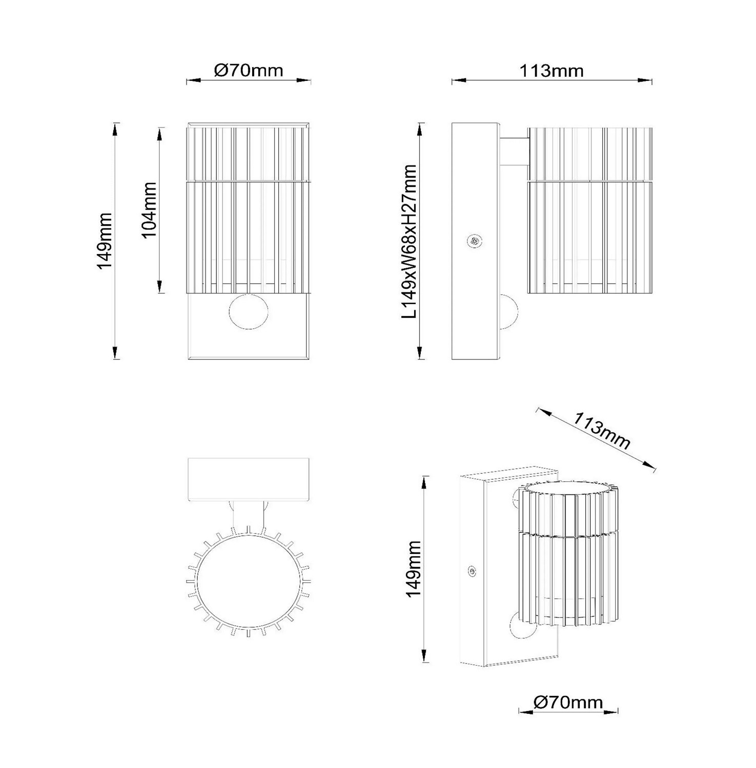11839/01/30 TIMBALA sensor Wandlamp GU10 IP44 zwart