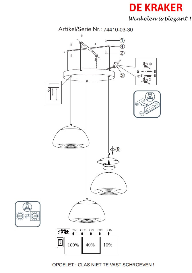 74410/03/30 FRINGLE Rond/3 30w 3200lm 3000k zwart smoke