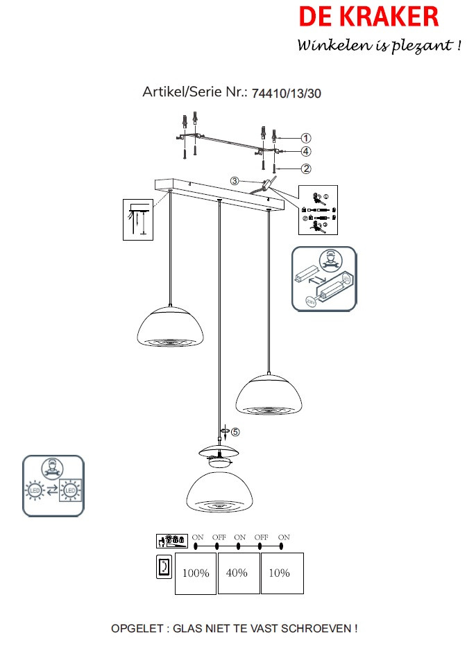 74410/13/30 FRINGLE Balk/3 30w 3200lm 3000k zwart smoke