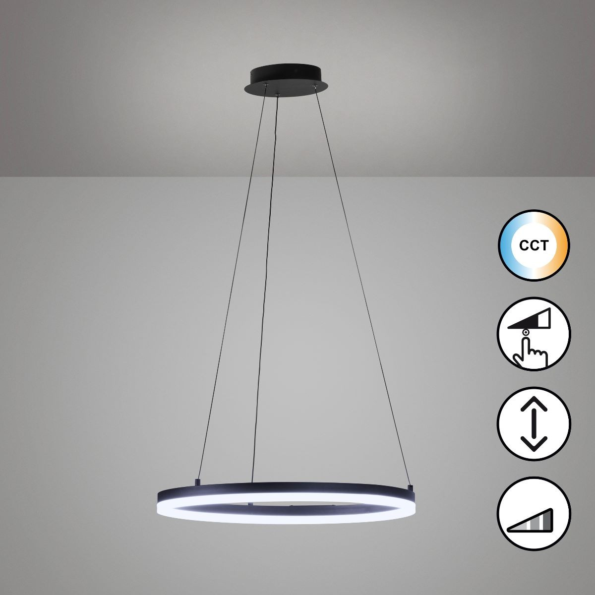 Pendel 37w 4200lm CCT DIM Zwart