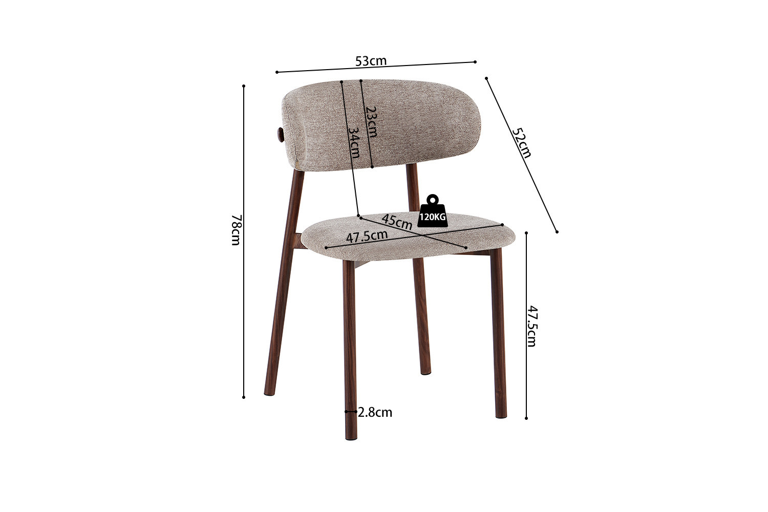 Stoel Bahia walnoot stof zand