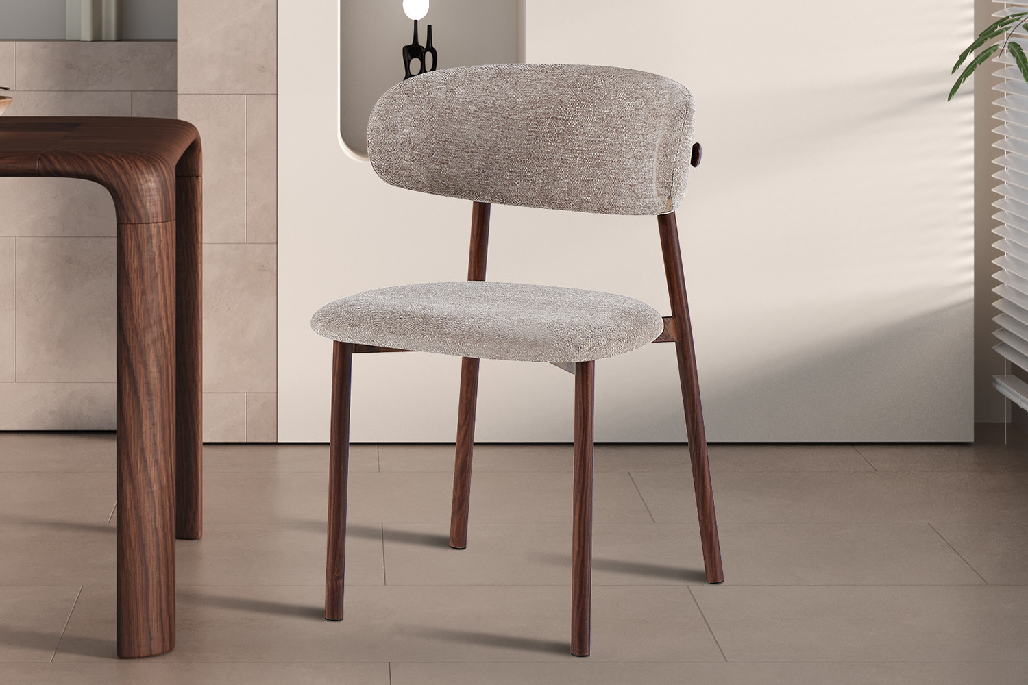 Stoel Bahia walnoot stof zand